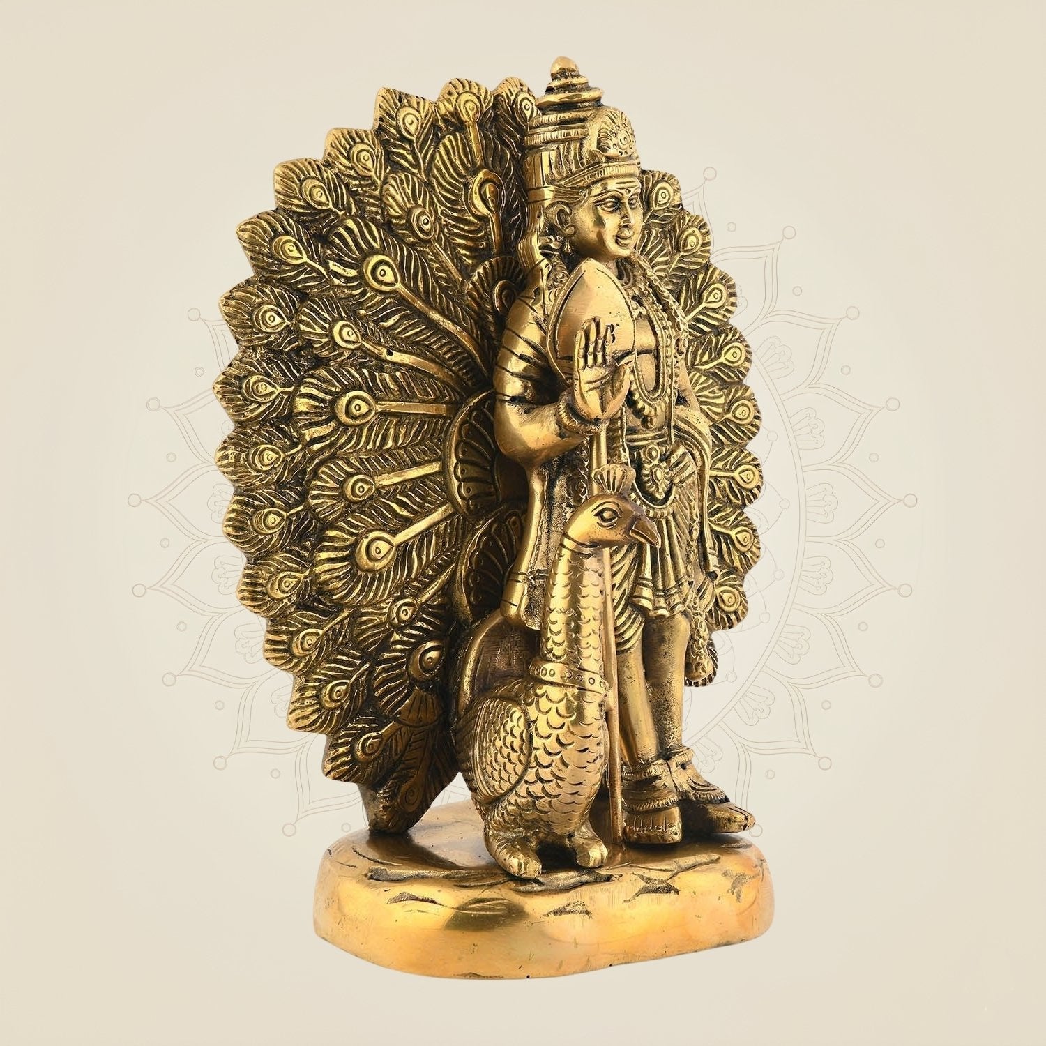 Brass Lord Murugan Idol 9.5" | Karthikeya Ji Murti | Kartik Silai Showpiece