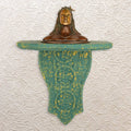 Adiyogi Statue Brass Statue with Wall Stand in Teal Finish 12"-  Bracket Shelf Decor