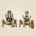 Laxmi Ganesh on Singhasan 4.5" Brass Idol – Superfine Lightweight Artisan Piece