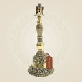 6.5" Medium Size Brass Garuda Hand Bell Featuring Traditional Sacred Motifs