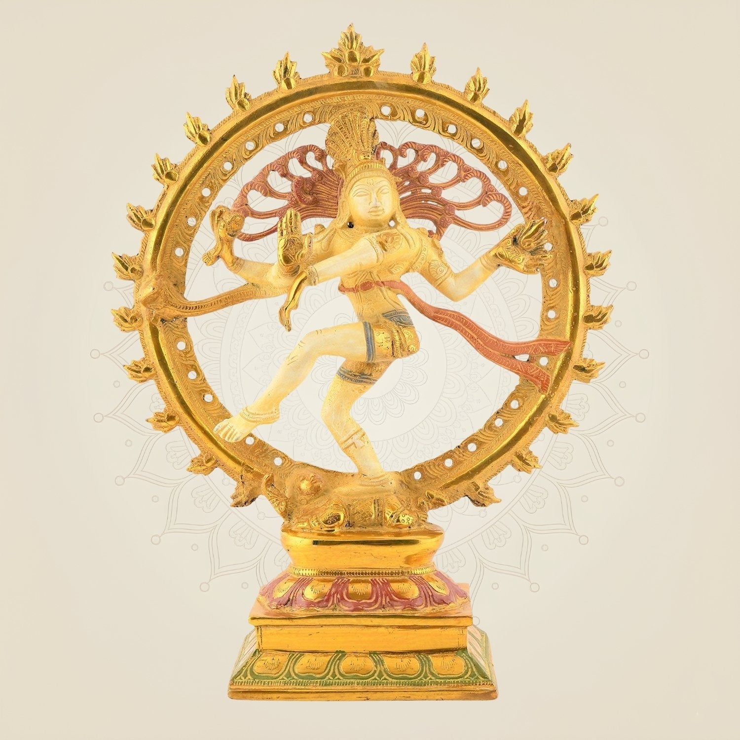 Nataraja Pure Brass Statue – 13" Mud Finish Multicolor Handcrafted Decor