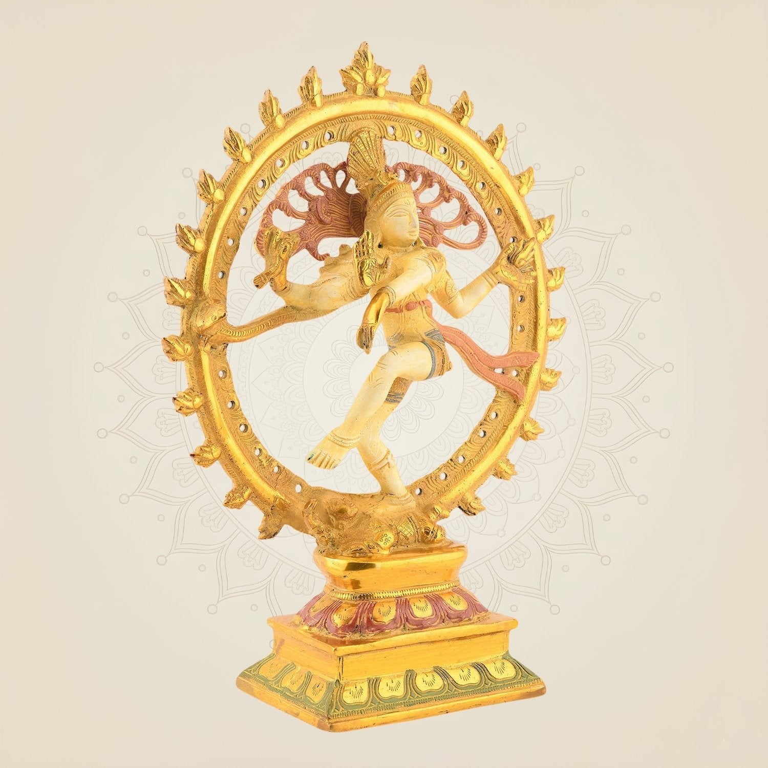 Nataraja Pure Brass Statue – 13" Mud Finish Multicolor Handcrafted Decor