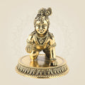3″ Premium Brass Laddu Gopal – Krishna Bal Gopal Idol for Pooja & Decor