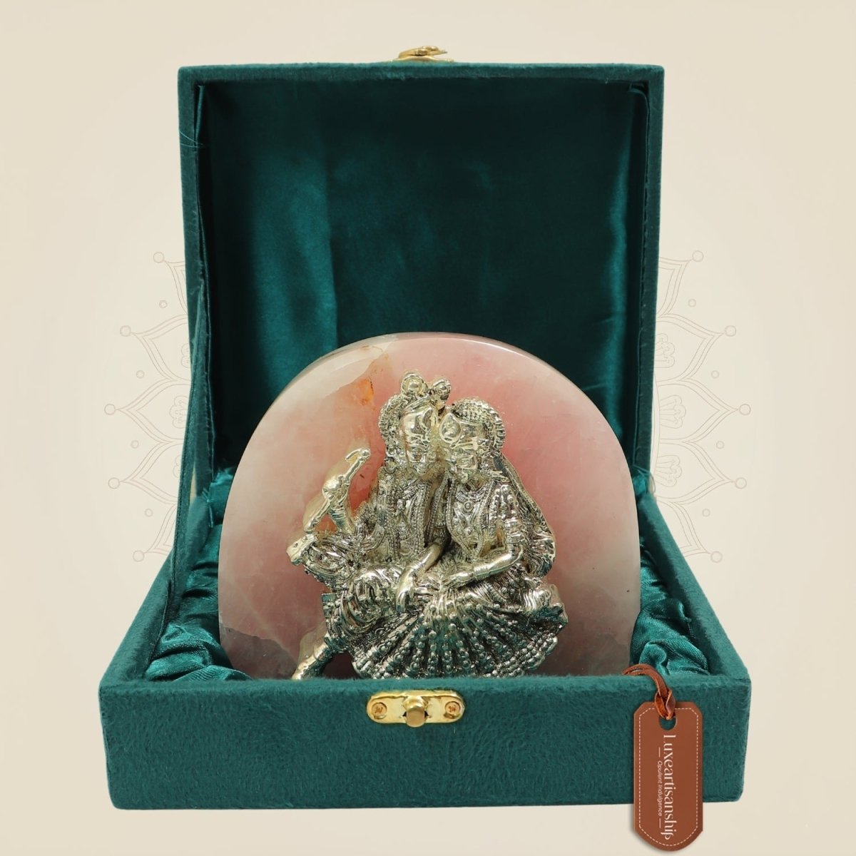 999 Silver Plated Radha Krishna Idol on Stone Base | Spiritual Gift for Home & Temple - Luxeartisanship