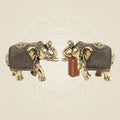 Intricately Carved Elephant Pair – 3" Lightweight Pure Brass Handicraft