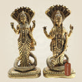 8.5" Brass Lakshmi Vishnu Idol beneath Sheshnag Serpent Hood