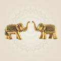 Set of 2 Brass Elephant Showpiece – 2.25″ Handcrafted Perfect Decorative Animal Figurines