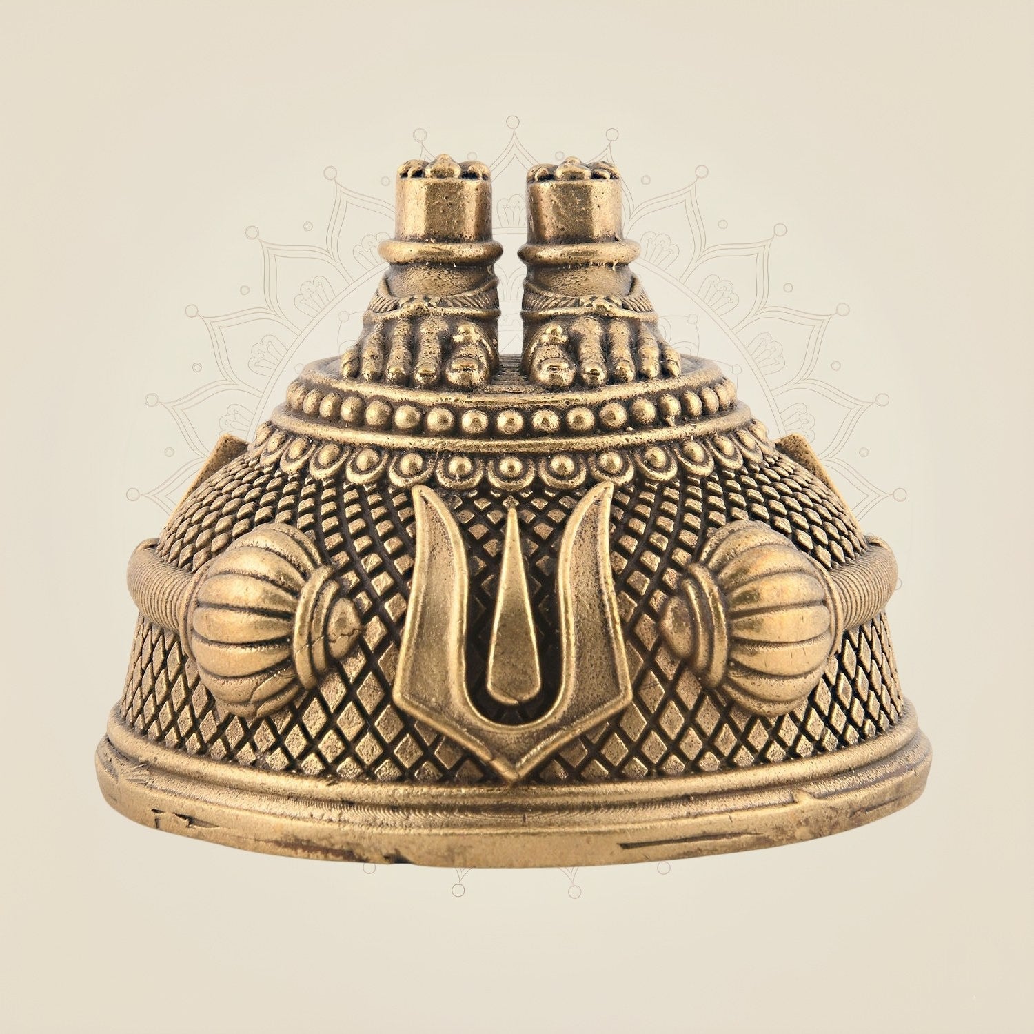 Brass Charan Paduka 1.75"– Sacred Goddess Divine Feet for Puja & Spiritual Decor