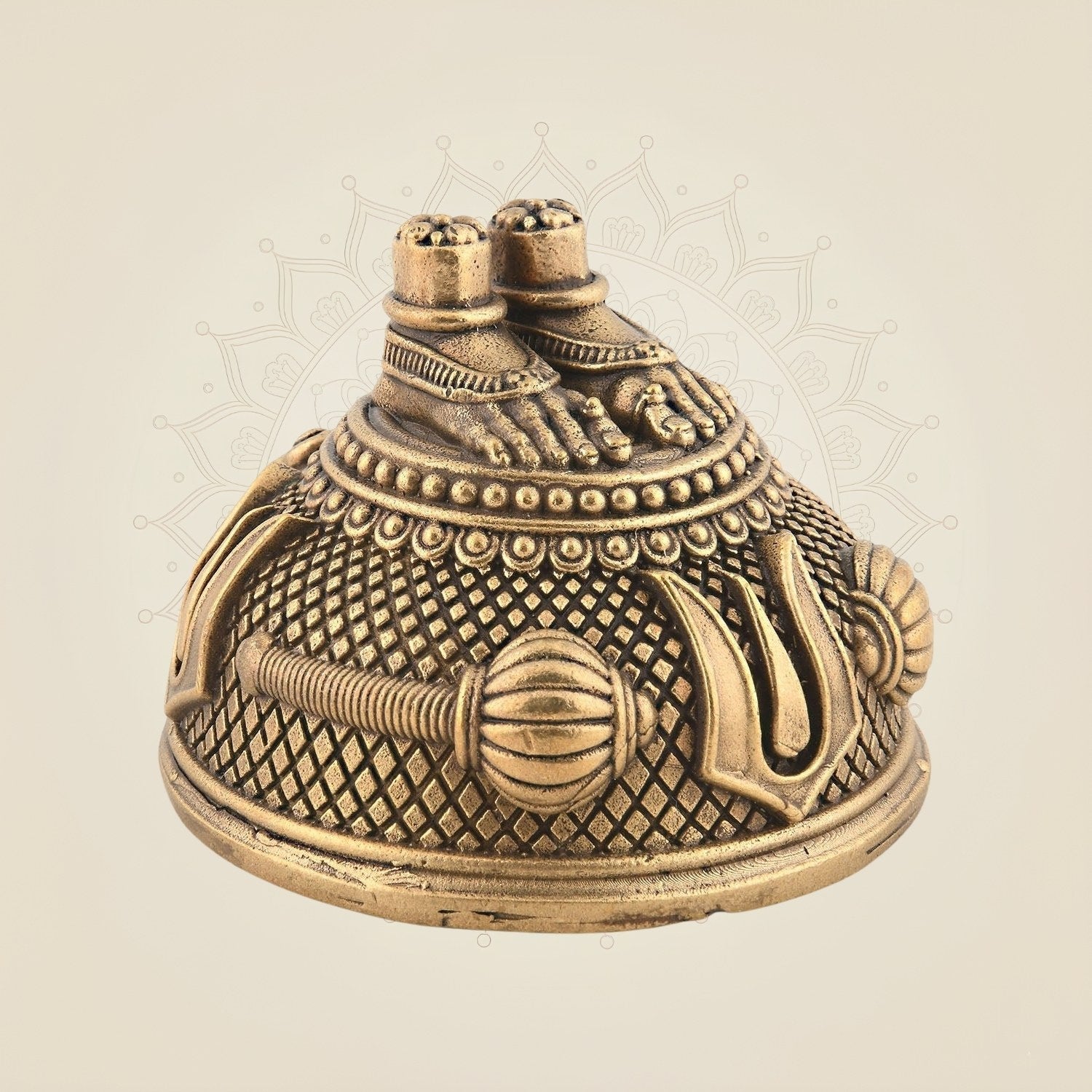 Brass Charan Paduka 1.75"– Sacred Goddess Divine Feet for Puja & Spiritual Decor