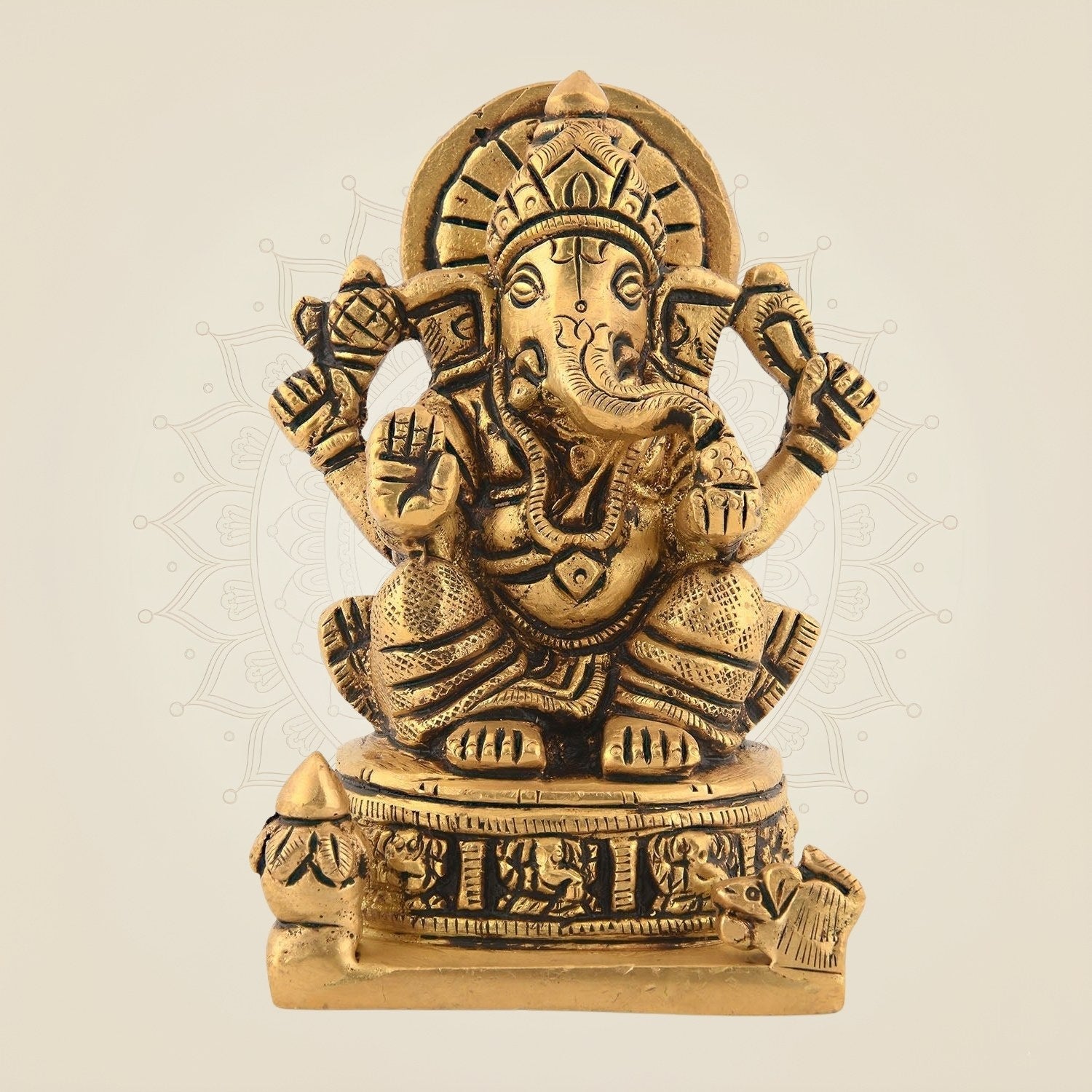 Brass Sitting Ganesha Idol 4"– HandCrafted Divine Statue for Pooja, Wealth & Festive Use