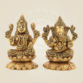 4" Brass Laxmi Ganesh Idol – Antique Design For Wealth and Blessings at Home