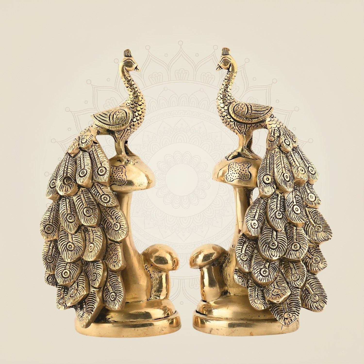 Handcrafted Pure Brass Peacock Pair - 8.75" Collectible Decorative Art for Home