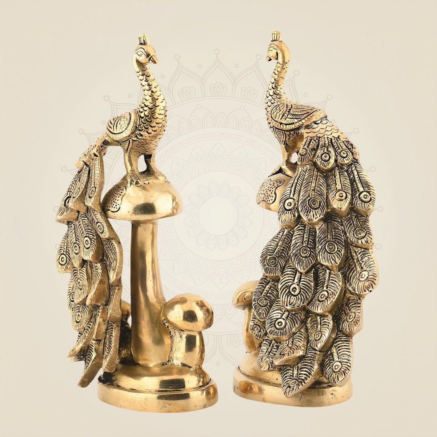 Handcrafted Pure Brass Peacock Pair - 8.75" Collectible Decorative Art for Home