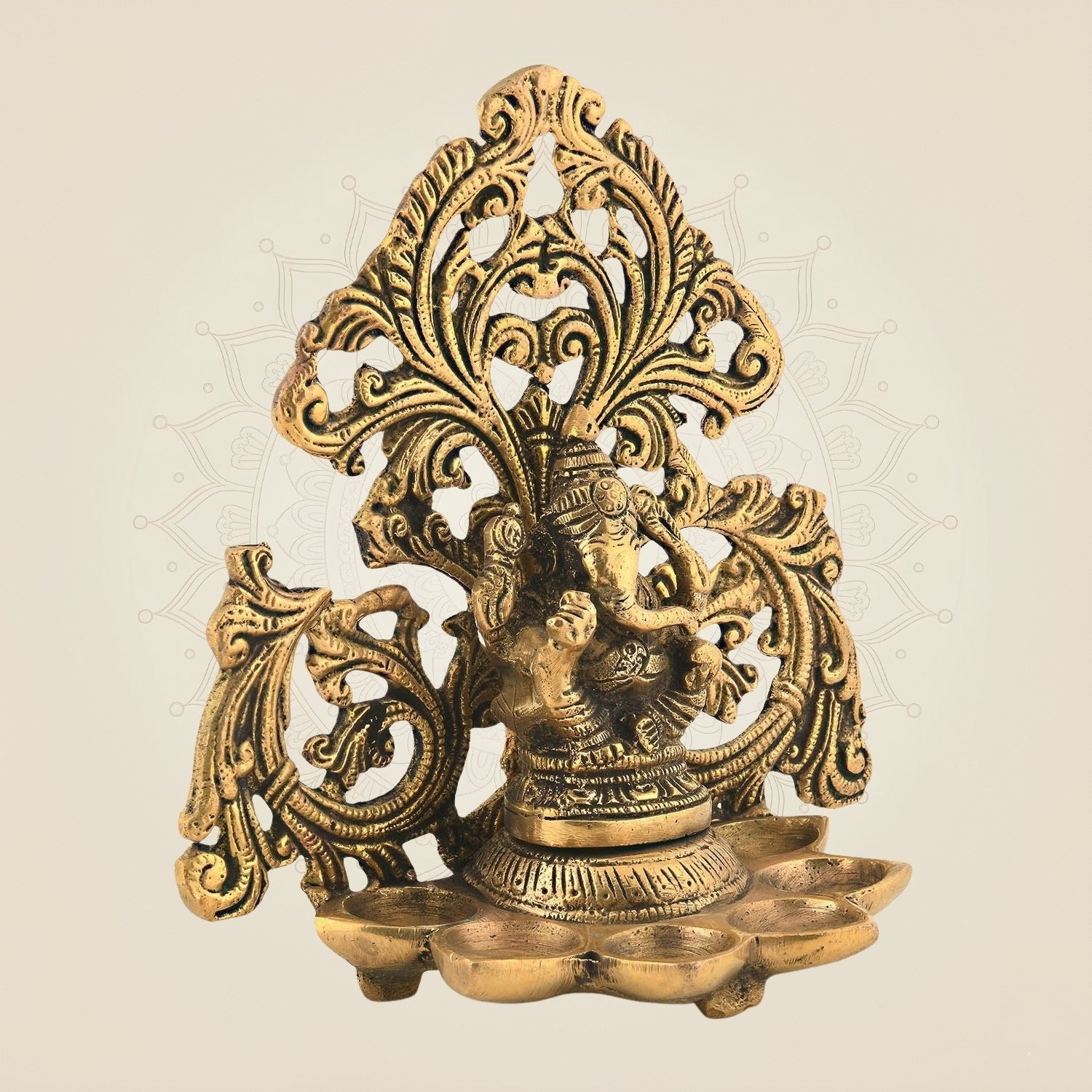 Brass Ganesha Diya for Rituals & Diwali 6.75" – Spiritual Decorative Showpiece