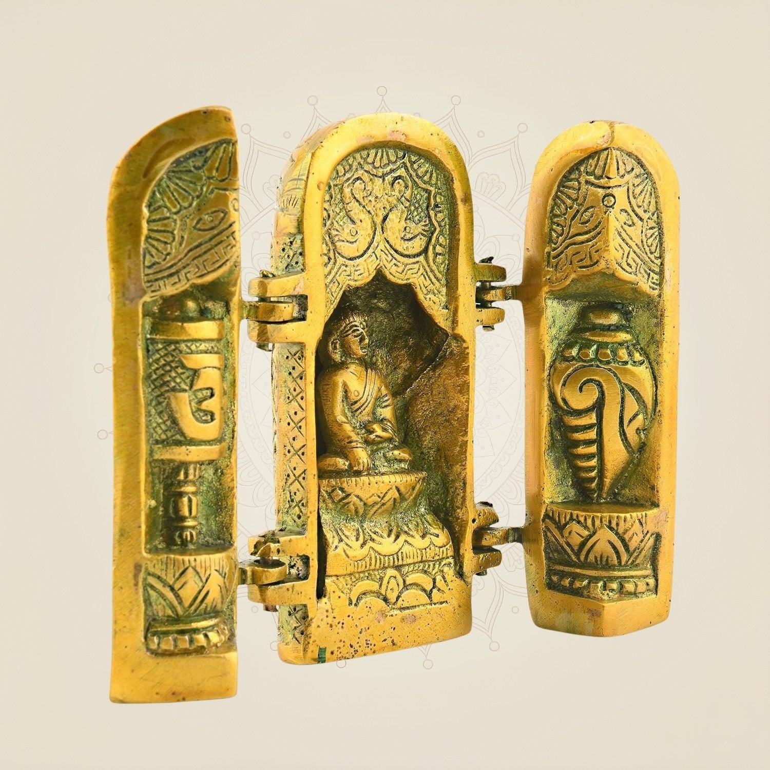 4.5" Folding Buddha Temple – Unique Brass Statue | Artisan Home Decor