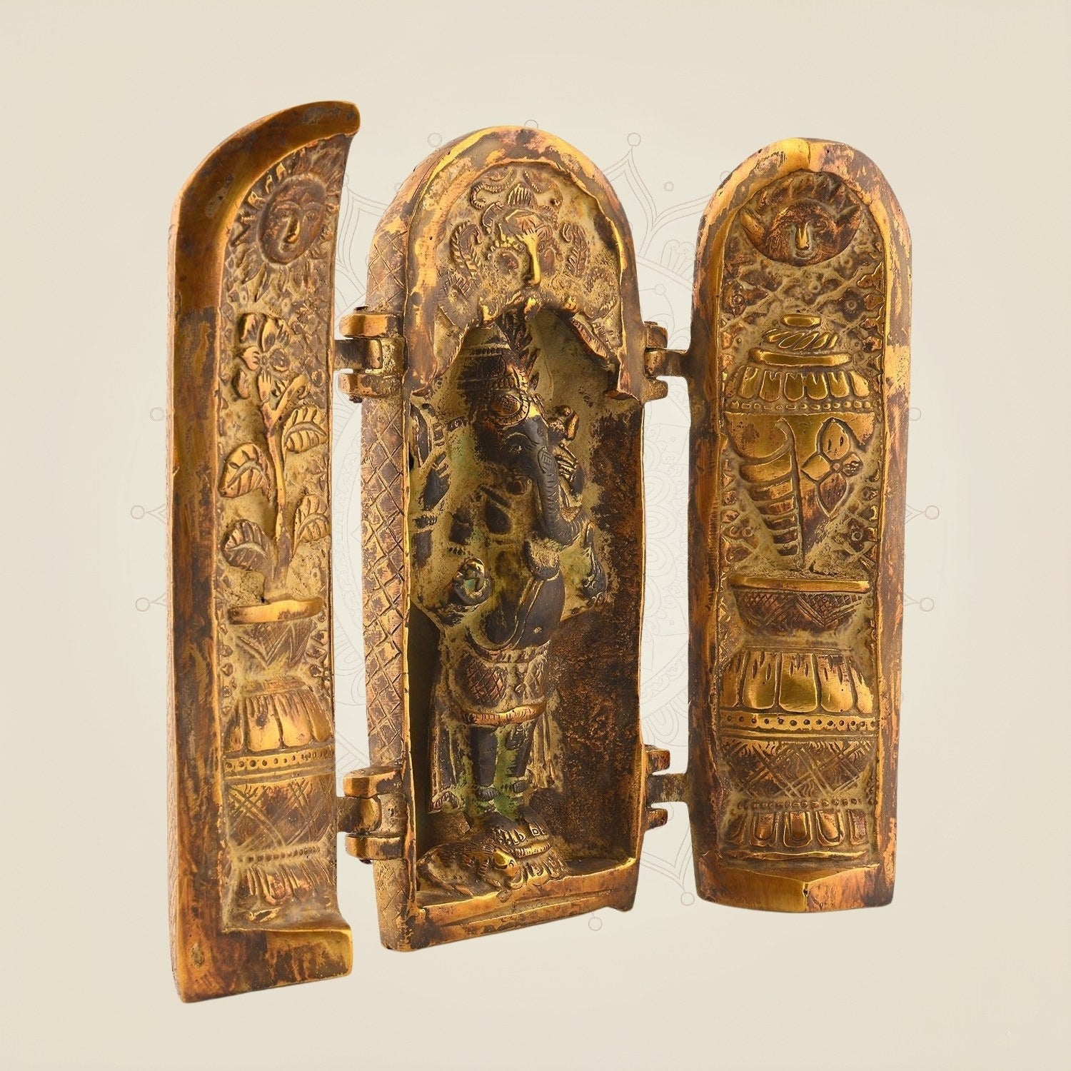 7.5" Folding Ganesha Idol – Brass Mud Finish | Divine Art for Home & Gifts