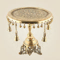 Round Brass Chowki with Hanging Bells & Ghungroos – 11" for Pooja & Decor