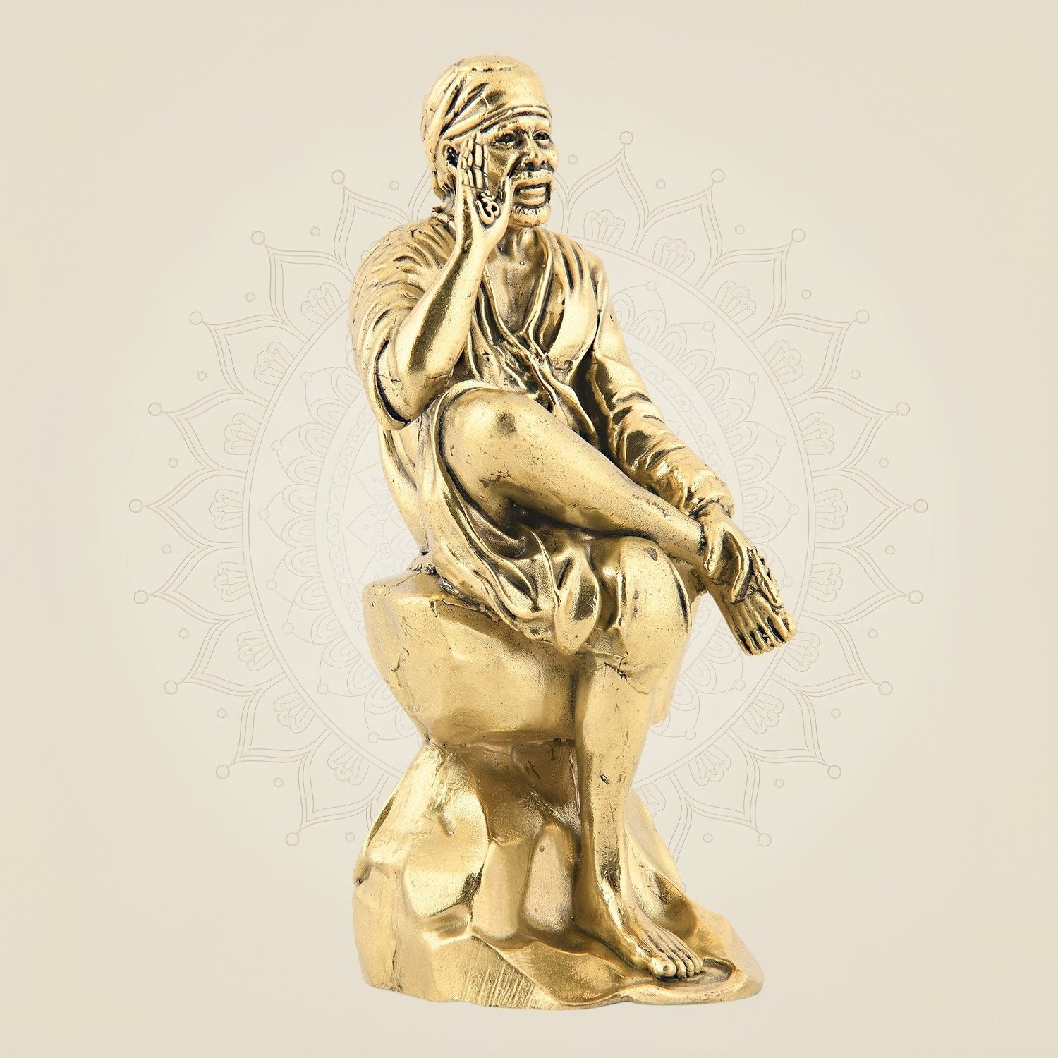 6" Brass Sai Baba Idol – Superfine Handcrafted Murti for Home & Mandir