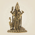 4" Brass Lord Kartikeya with Peacock – Superfine Murugan Standing Idol