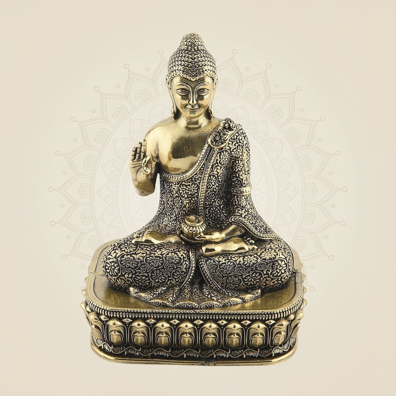 4" Meditating Buddha Brass Idol – Handcrafted Peaceful Statue