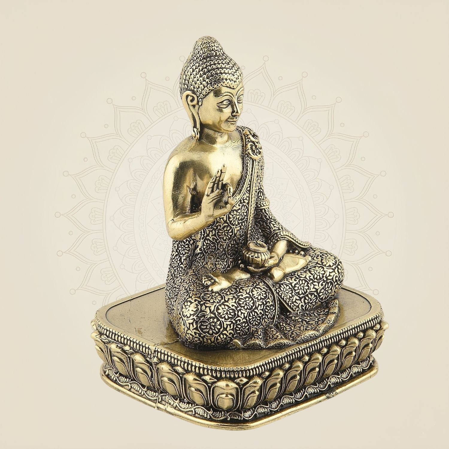 4" Meditating Buddha Brass Idol – Handcrafted Peaceful Statue
