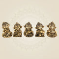 Ganesha Musician Set of 5 – 5 Inch" Brass Idols for Festive, Gifts & Spiritual Decor