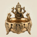 Ganesha Urli Bowl 7" - Handcrafted Pure Brass Decorative Urli for Pooja & Festive Decor