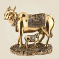 Cow with Calf Brass Idol 10" – Handcrafted Kamdhenu Sculpture