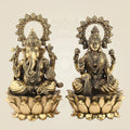Lakshmi Ganesh on Lotus Brass Idol 6" – Handcrafted Superfine Divine Murti for Wealth