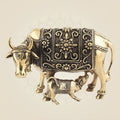 Kamdhenu Cow with Calf 3.5" – Intricately Carved Pure Brass Lightweight Idol