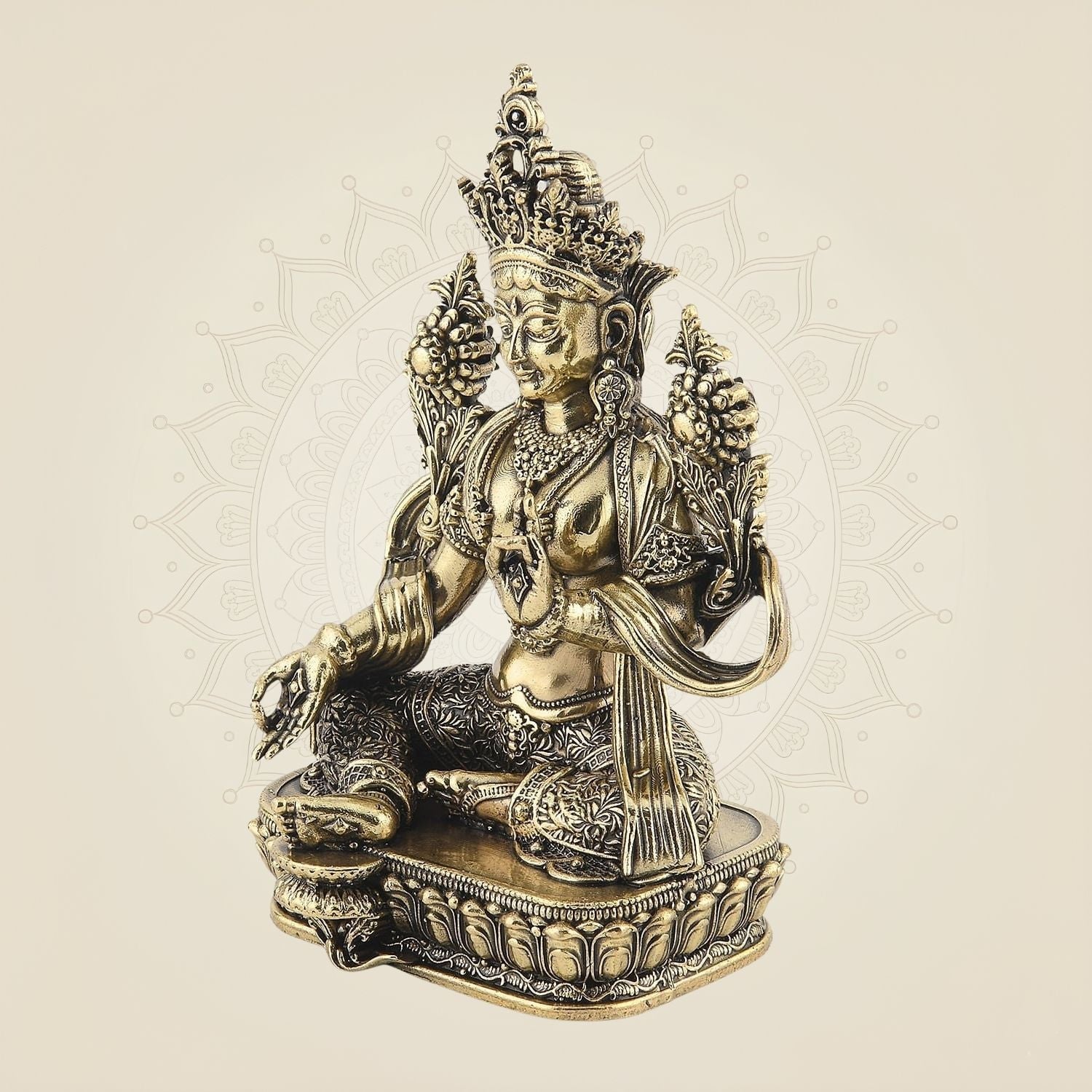 4.25" Tara Maa Brass Idol – Handcrafted Divine Statue for Pooja Room & Home Decor