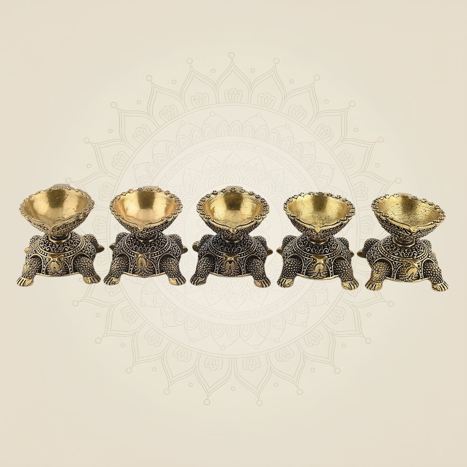 Pure Brass Tortoise Oil Lamp Artisan - Superfine Lightweight 2"(Set of 5)