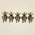 2.25" Brass Elephant Diya Set of 5 – Handcrafted Pooja Oil Lamps for Pooja & Festive Decor