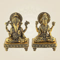 4" Laxmi Ganesh Brass Idol Pair – Handcrafted Platform Statues for Pooja & Gift Decor