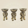 Set of 3 Elephant Diya 3.5" – Brass Oil Lamps on Trunk