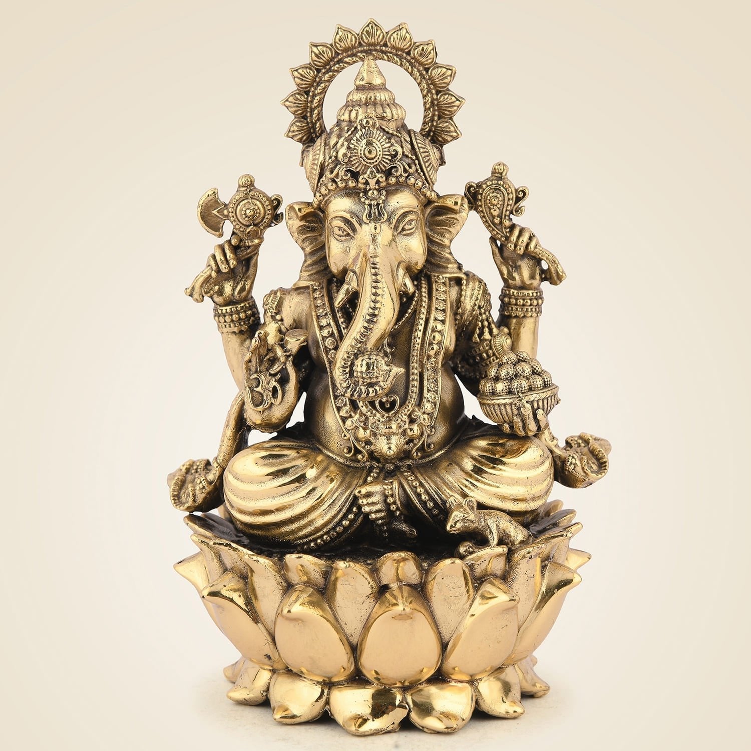 Ganesha Idol – 5.25" Handcrafted Pure Brass Murti Lightweight Artisan for Pooja & Decor