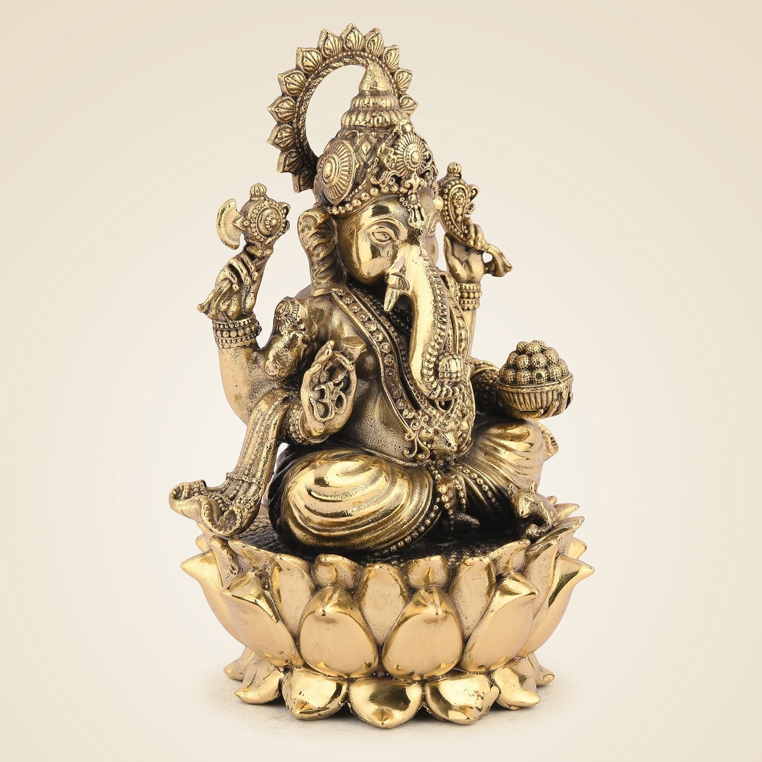 Ganesha Idol – 5.25" Handcrafted Pure Brass Murti Lightweight Artisan for Pooja & Decor