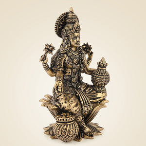 Pure Brass Goddess Lakshmi On Lotus