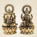 Pure Brass Laxmi Ganesh Seated On Lotus