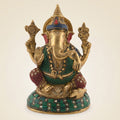 8" Stone-Finish Brass Ganesha Idol – Handcrafted Murti