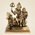 Shiv Parivar Brass Idol – 7" Divine Family Ensemble Statue in for Peace & Prosperity