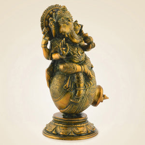 Brass Ganesha On Matka