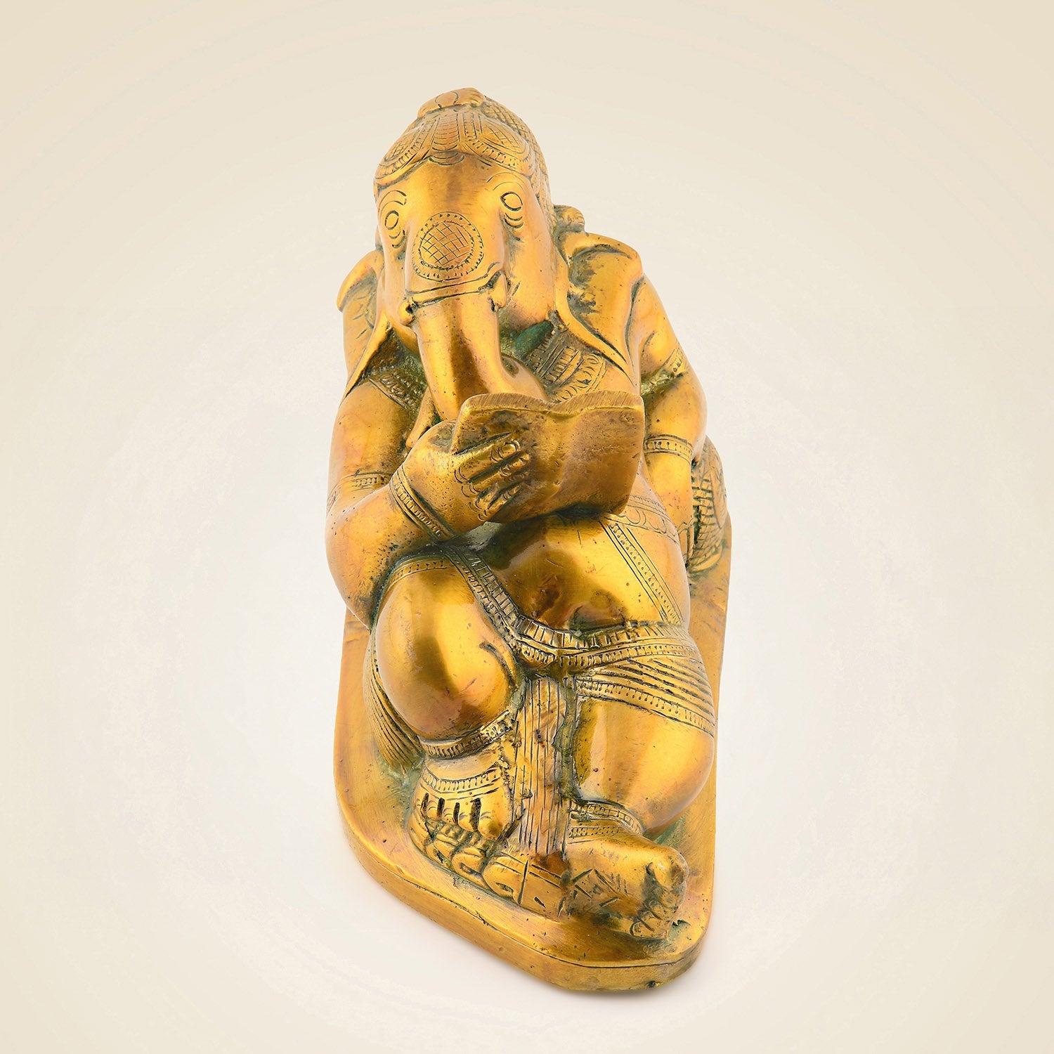 Brass Book Reading Ganesha