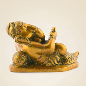Brass Book Reading Ganesha
