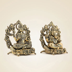 Brass Ganesh Laxmi Idol