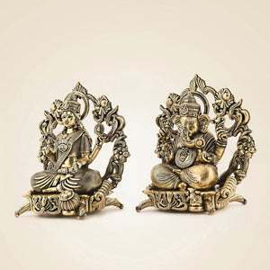 Brass Ganesh Laxmi Idol