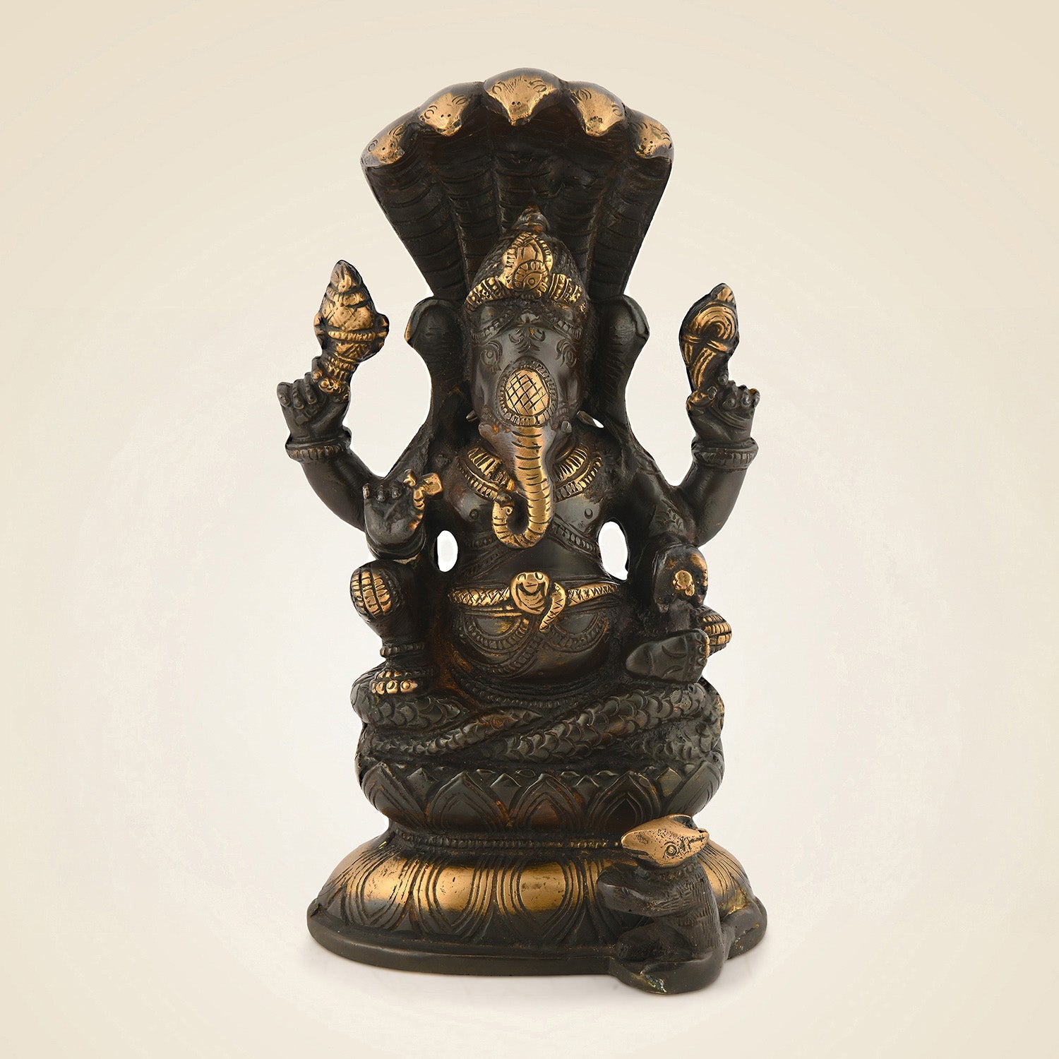 Brass Ganesha With Sheshnaag