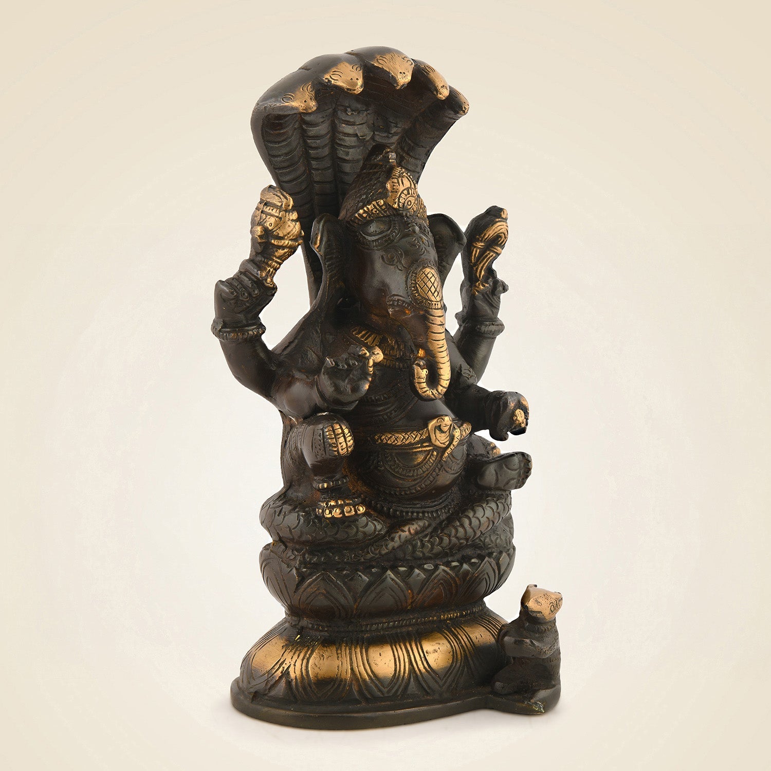 Brass Ganesha With Sheshnaag