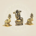 Gajalakshmi with Elephants on Lotus Idol 5" Handcrafted Pure Brass Sculpture