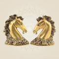 Pure Brass Horse Head Set – 7" Handcrafted Artisan Decorative Sculptures